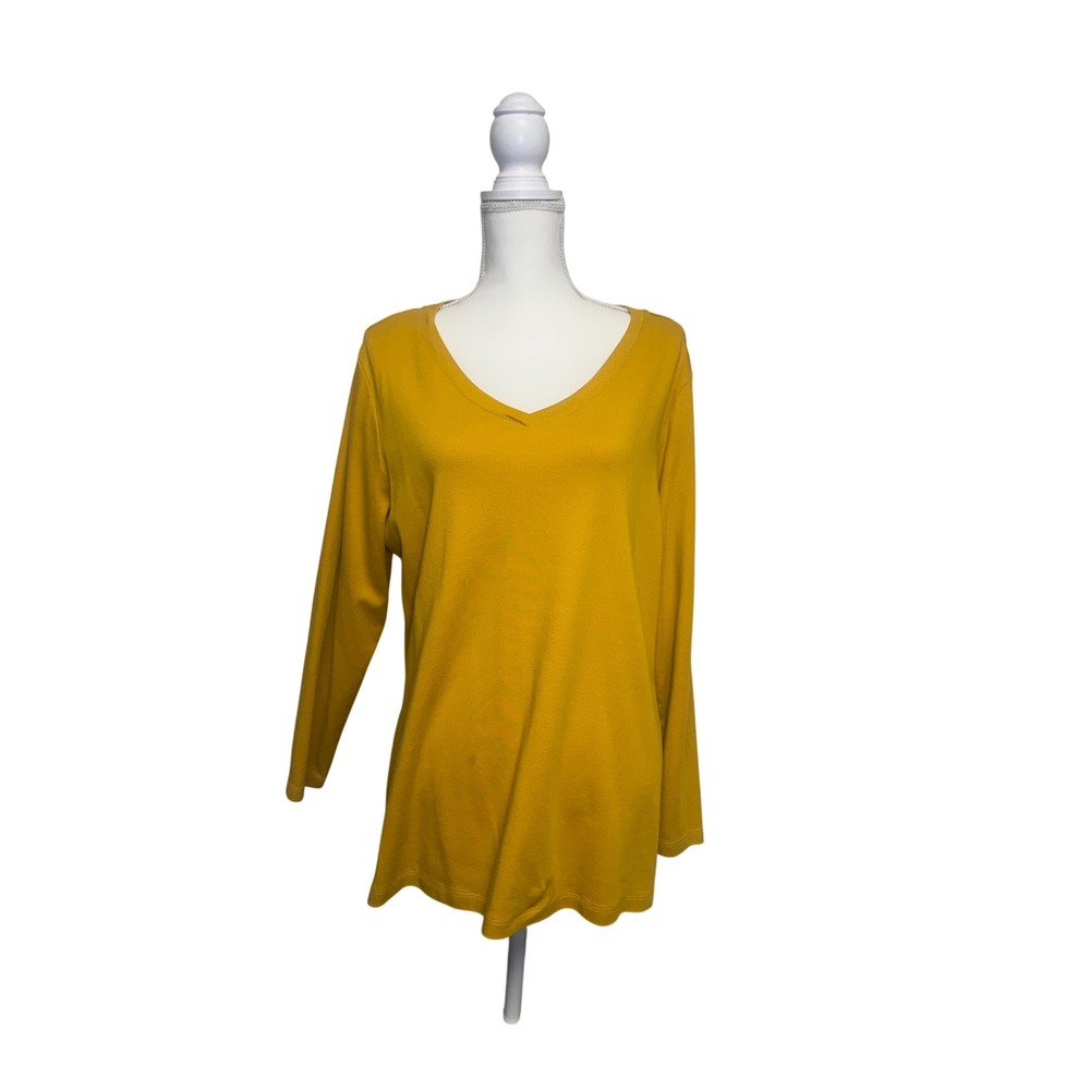 Isaac Mizrahi Essentials Women's Yellow Long-Sleeve Shirt Size Extra Large‎